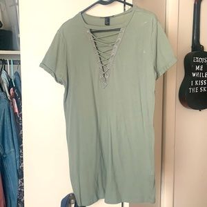 Sage green the front t shirt dress